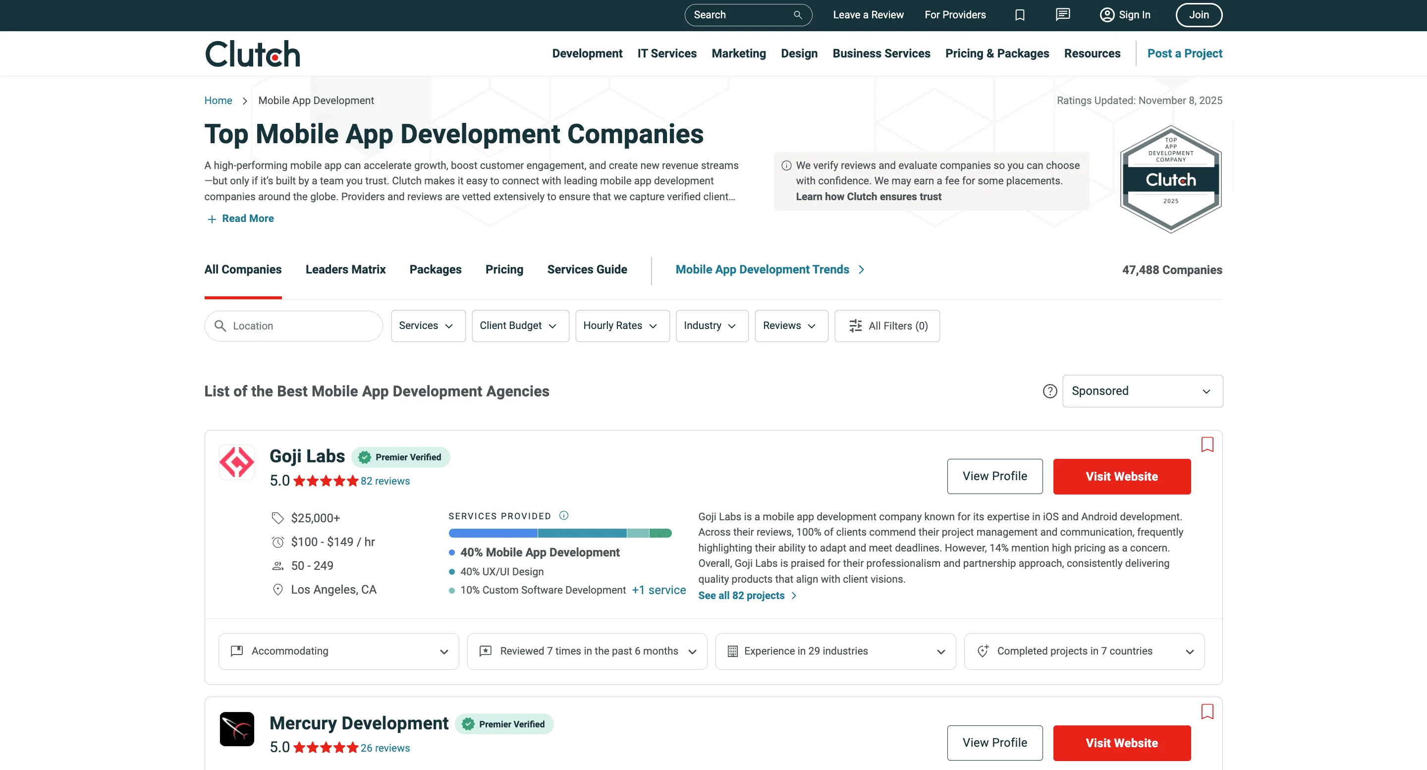 Free Clutch agencies scraper – Export Data to CSV, Excel & JSON
