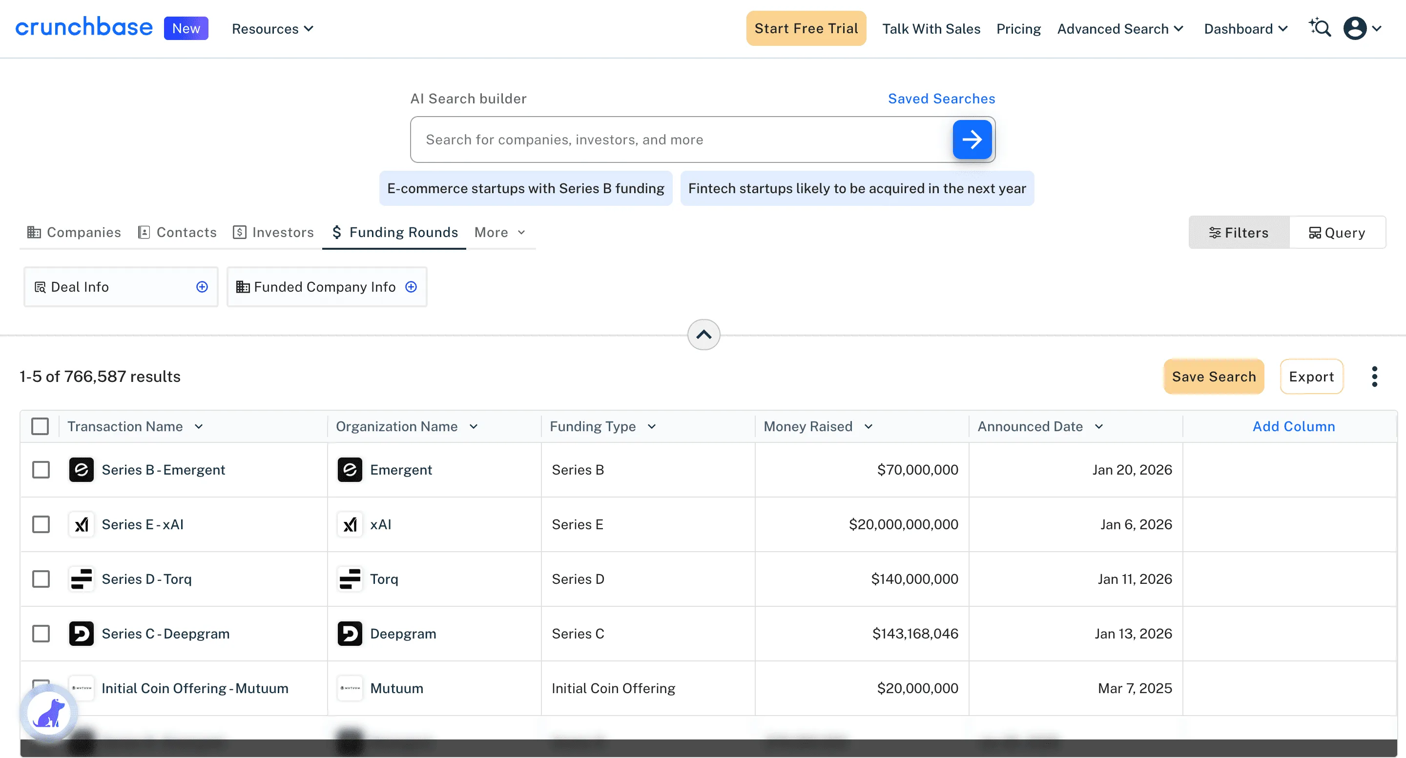 Free Crunchbase funding events scraper – Export Data to CSV, Excel & JSON