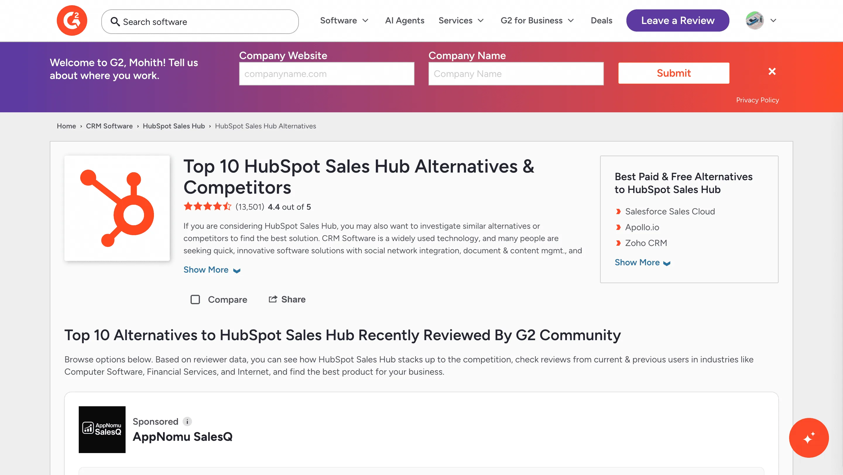 Free G2 competitor reviews scraper – Export Data to CSV, Excel & JSON