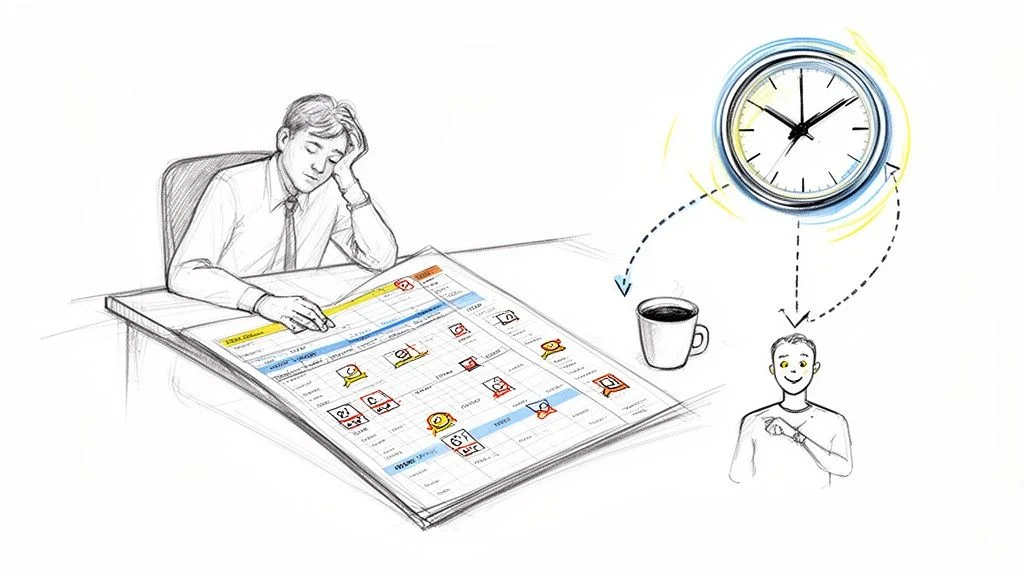 Illustration showing how automating data collection saves time compared to manual work