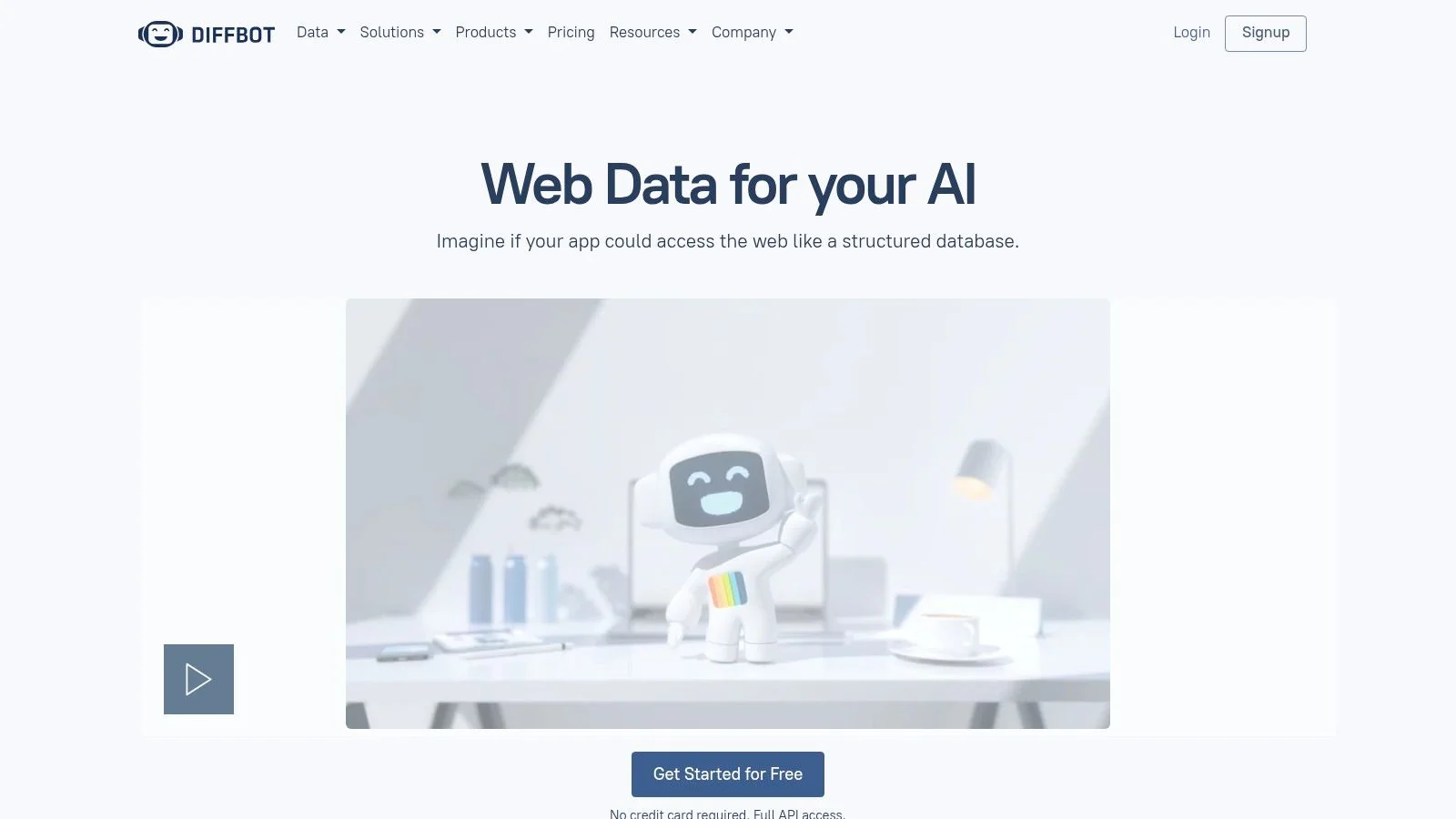 Diffbot AI-powered data collection software extraction interface